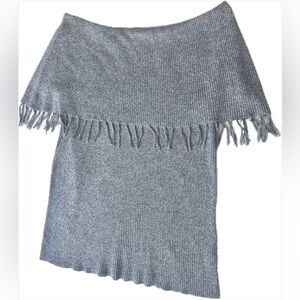 The Limited women’s dark gray, off-the-shoulder knit poncho.  Size M.